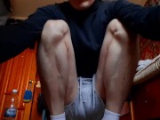 asmr footjob show in adidas white sports socks