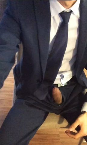 Wearing Formal Clothes for the First Time, Ejaculated a Lot of Semen.