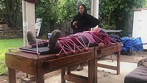 Wool Mohair Layers Of Sweaters On A Bondage Table