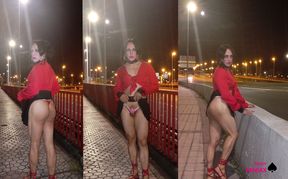 Sissy latina taniax,showing her ass and little dick around the city