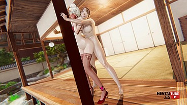 Hentai - Sexy and demure girl is fucked hard against a column