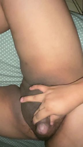 Chubby Man Jerks off in His Father's Bed