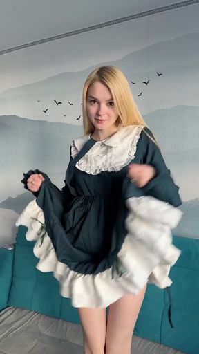 Adorable teen shows off her cute boobs and tits