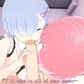 Threesome Rem x Ram Re:Zero hentai Uncensored