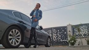 DENIM & LEATHER CAR-SIDE CHAIN SMOKING – SENSUAL DRAGS & SLOW BODY MOVES