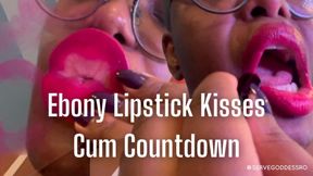 Ebony Lipstick Kisses Cum Countdown - Royal Ro closeup red lips mouth fetish