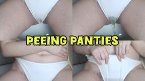 Peeing in my white thong