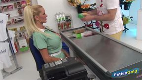 Shop manager and a client intense fucking two busty salesgirls