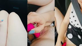 je me rend a un mariage .. 1h de route donc je me masturbe la chatte avec mon ...