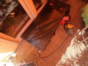 Cyborg get in Vacbed - with inflatable heavy rubber suit in Vacbed