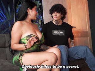 Large-breasted stepmother catches her stepson masturbating and teaches him a lesson