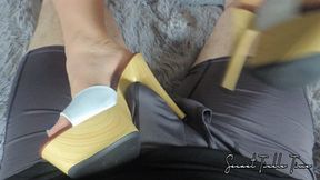 White Mule Platforms Shoejob, Footjob, Handjob Cum In Mules