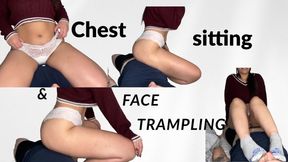 chest sitting & face trampling fetish