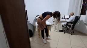 a milf gets fingered by the proctologist during an anal exam.