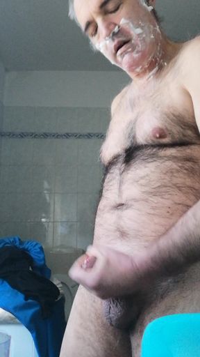 I'm in the Bathroom Shaving and Jerking My Cock.