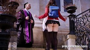 Francesca di Caprio in uniform takes anal action