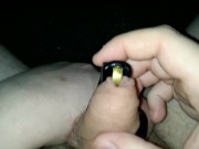 putting on my new 100% secure chastity cage with a prince albert piercing