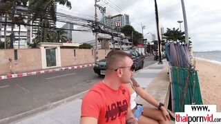 Big Boobed amateur Thai Polly saying thank you on a huge