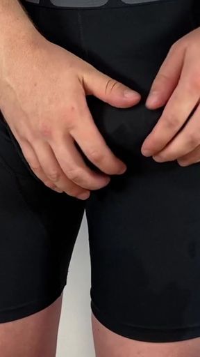 Memorable moment from "Huge cock hands free anal vibrator cumshot in tight pants"