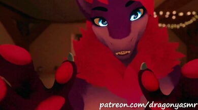 Anthropomorphic dragon mommy in virtual world roleplay with ASMR elements
