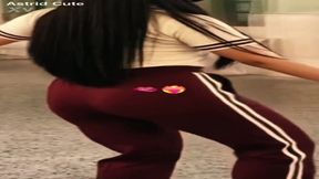 Petite and sassy Latina stepsister shows off her big booty in a short