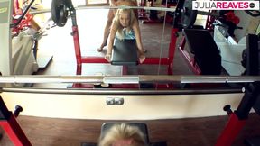 Blonde girl bounces tight holes on a huge cock after blowjob