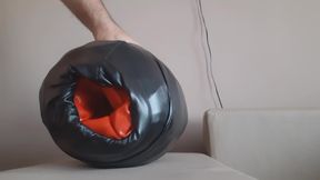 Leather pants stuffed with a leather pillow