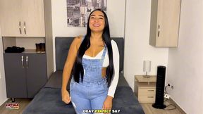 kacee oana - thick cute happy perky colombian babe gags on big white cock latina porn casting