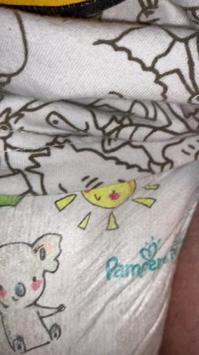 Pee and play in my very wet Pampers