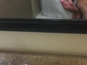 Stroking my big dick in hotel washroom!!!