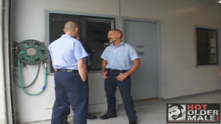 Des ours bien bâtis se relaient pour sucer des bites avant une sodomie à trois.