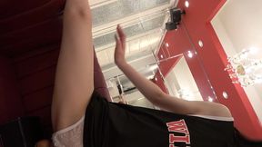 - She is caressed with a while opening her legs  Basketball  T-back