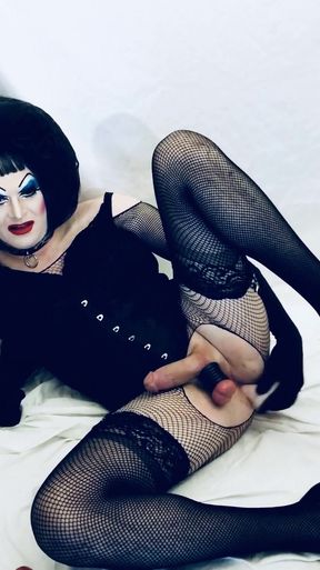 Memorable moment from "Heavy Makeup Whore Fucks Herself HARD with Dildo on cam"