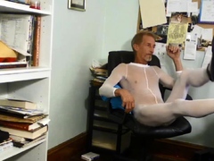 BOB MILGATE A FREAK IN A SHEER WHITE BODYSTOCKING