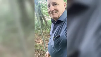 Hairy Swiss Daddy Jerks Uncut Cock in Forest