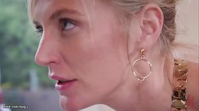 Corporate blonde Mona Wales plays naughty with stepsister Ashley Lane in
