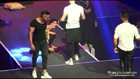 Small tits babe performing on stage with Mugur