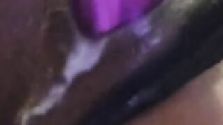 Black Getting Boned by her Purple Vibrator