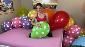 popping Q16 polka dots and Q24 balloons with wooden stick and fingernails