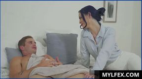 MylfEX - Blue Hair MILF Caught her Stepson Wanking with her Photos, Eve Marlowe, Nathan Bronson