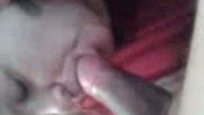 Hungry and horny white chick tasting my big black shaft