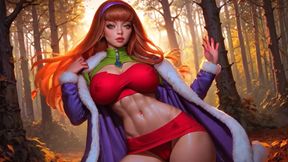Perfect Body Redhead Daphne Blake From Scooby-Doo Dancing and Teasing With Red Sexy Panties and Pussy