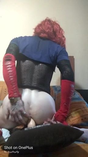 Sissy slut ride dildo
