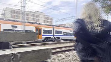 SHOWING ASS WHEN CROSSDRESSED IN THE MIDDLE OF THE CITY (TRAIN)