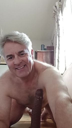 Cock size comparison with large dildo