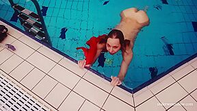 Adorable Brunette teen 18+ Swimming