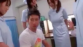 Four Sexy Nurses Tease and Ride One Lucky Guy Wildly