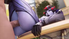 Widowmaker Spreading Her Legs On A Table And Fucked