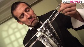 Big tits ebony rides a huge cock to an ass cumshot