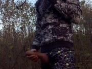 Smoking through jerk off outside with devil face filter and body twitching orgasm